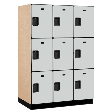 Salsbury Industries 3 Tier Designer Locker, 54"Wx76"Hx24"D, 9 Door, Gray 18-23364GRY